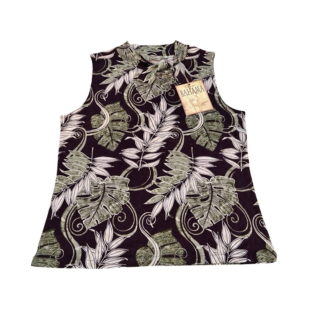 Tommy Bahama Womans M Hawaiian Sleeveless Silk‎ Top Purple Velvet Sandwash Nwt